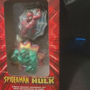 Marvel, Spiderman-Hulk 2 piece holiday ornament